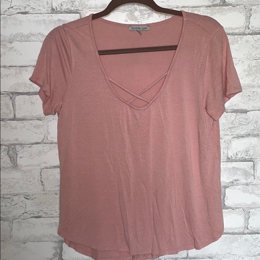 Charlotte Russe | Strappy Tee pink size small